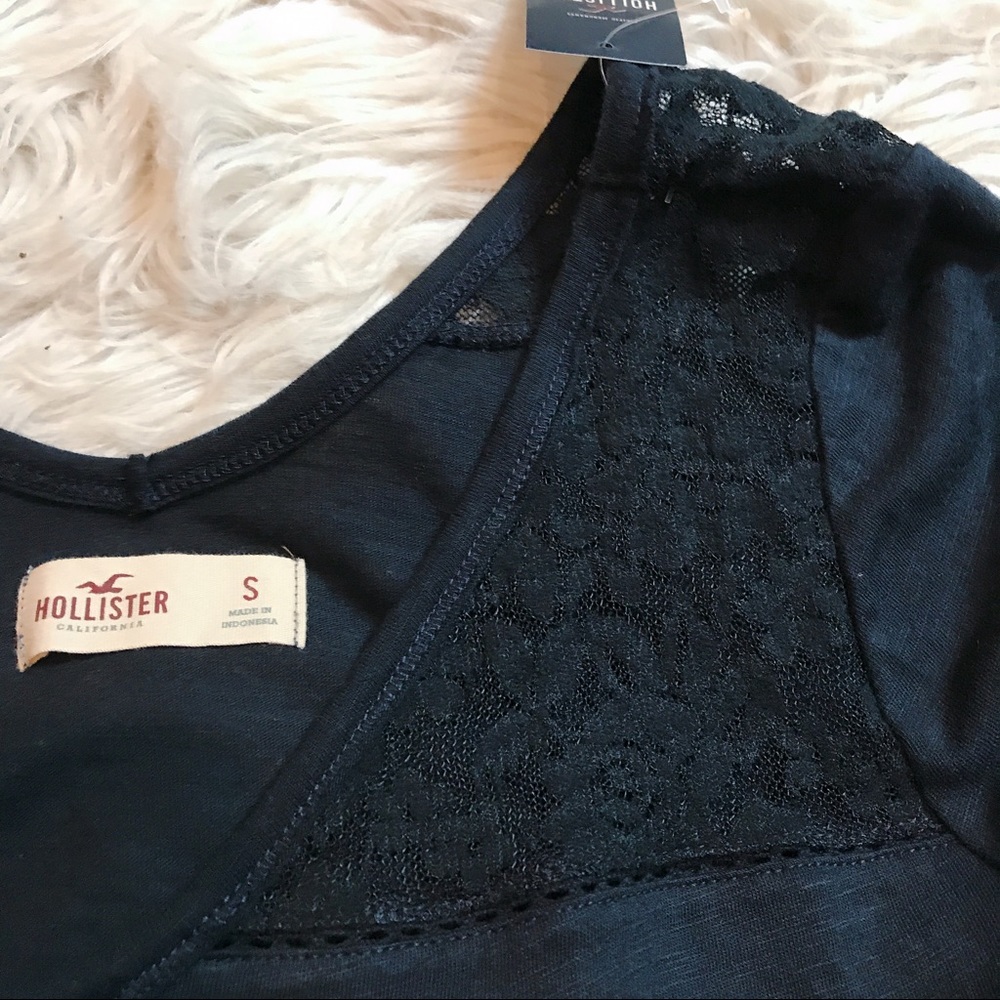 Hollister lace insert long sleeve shirt SZ S